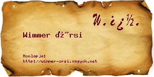 Wimmer Örsi névjegykártya